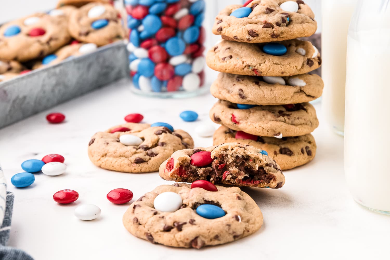 M&M Cookie split open