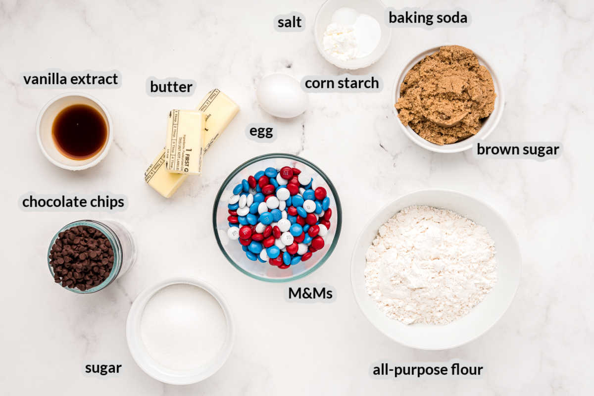 4th of July Cookies with M&Ms Ingredients