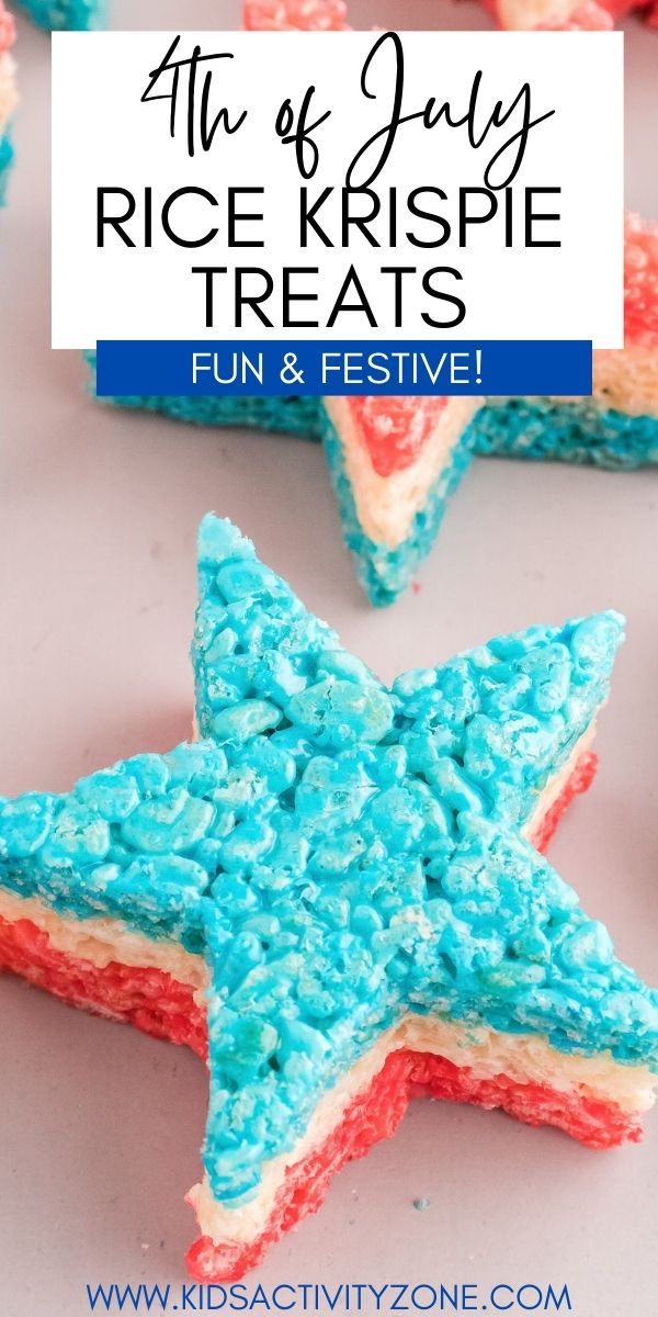 4th of July Rice Krispie Treats are your favorite no-bake treat turned patriotic! Layers of red, white and blue Rice Krispie Treats cut out into stars. They are the perfect easy dessert for 4th of July, Memorial Day and every summer party!