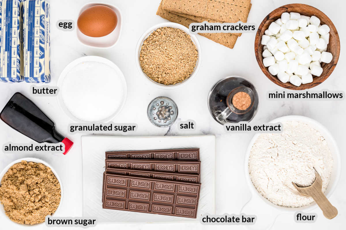 Overhead image of Thumbprint S'mores Cookies Ingredients