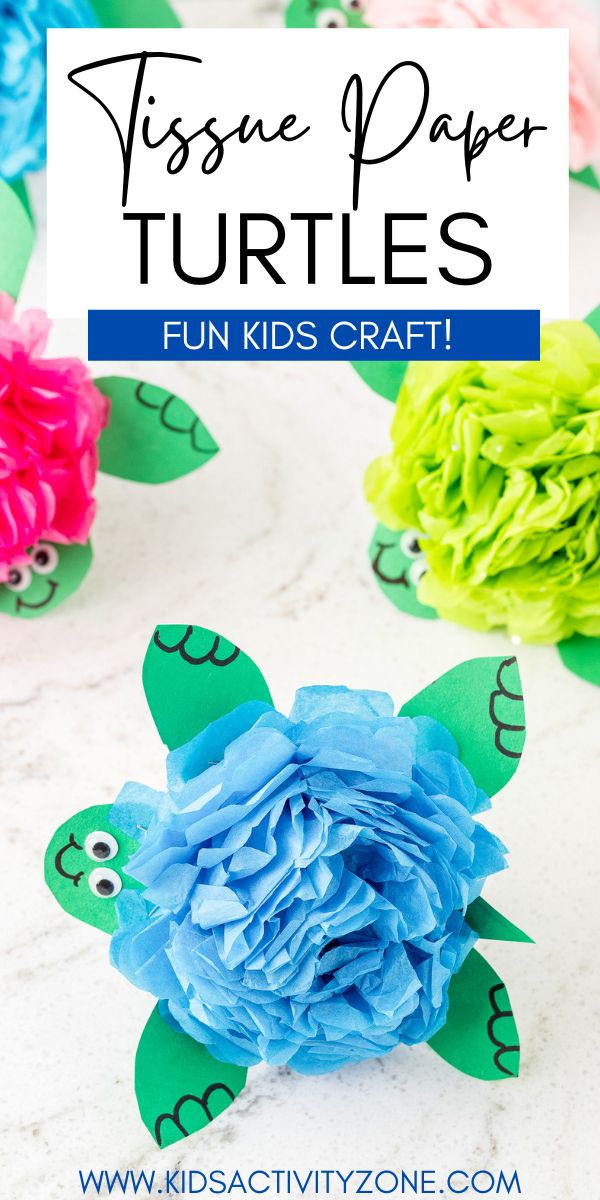 Fun and cute Tissue Paper Turtle Craft! These turtles are so fun to make and cute for the kids. They can each pick their own color of tissue for their turtle to make them fun and unique. Make this fun kids craft and have fun