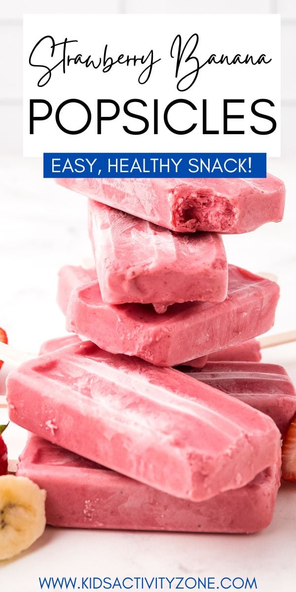 Strawberry Banana Popsicles are the best homemade popsicles! This recipe has frozen strawberries, banana and Greek yogurt plus sweetened with honey. They make the perfect dessert or snack on a hot summer day.