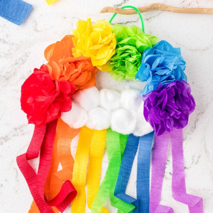Tissue Paper Flower Rainbow Craft Square cropped image