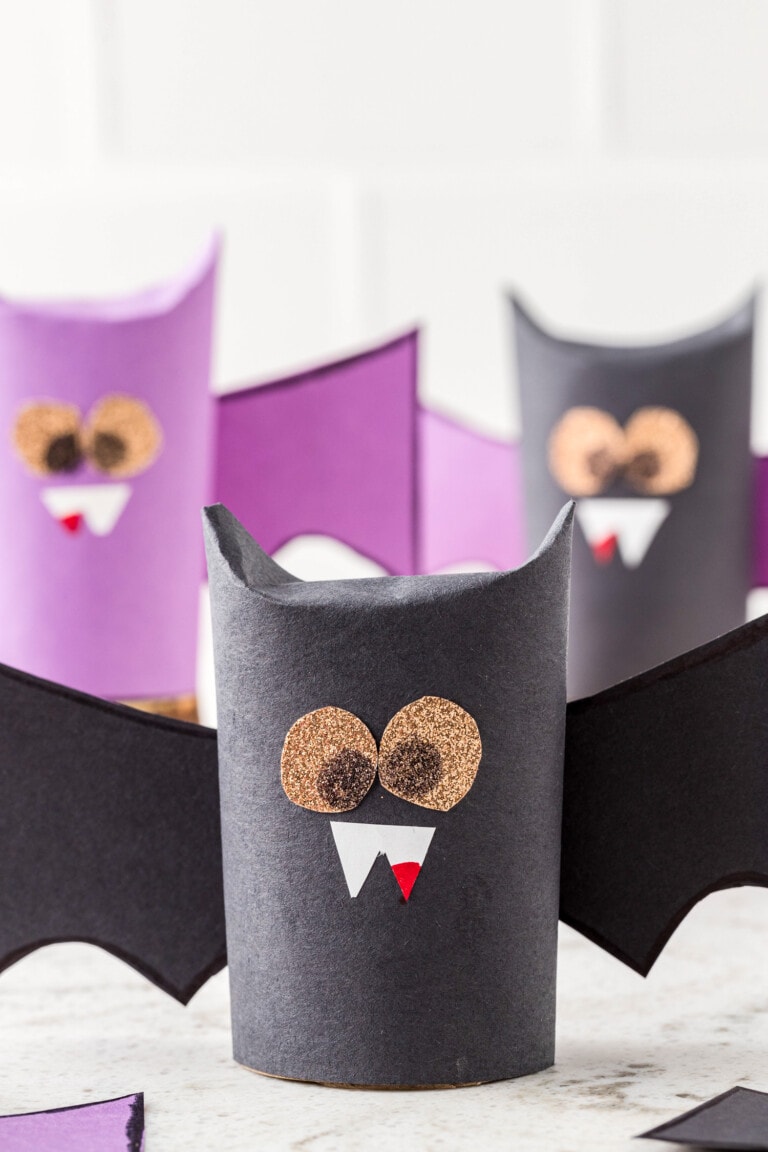 Paper towel bat craft standing up