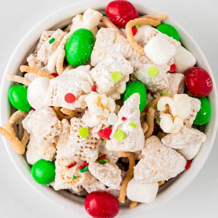 Holiday Snack Mix in bowl
