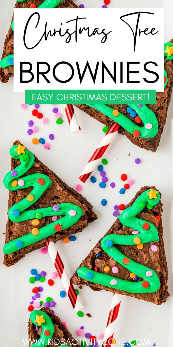 Christmas Tree Brownies start with a box mix of brownies and are cut to make adorable, fun Christmas Trees. This is an easy Christmas dessert recipe that the kids will have fun making and eating!