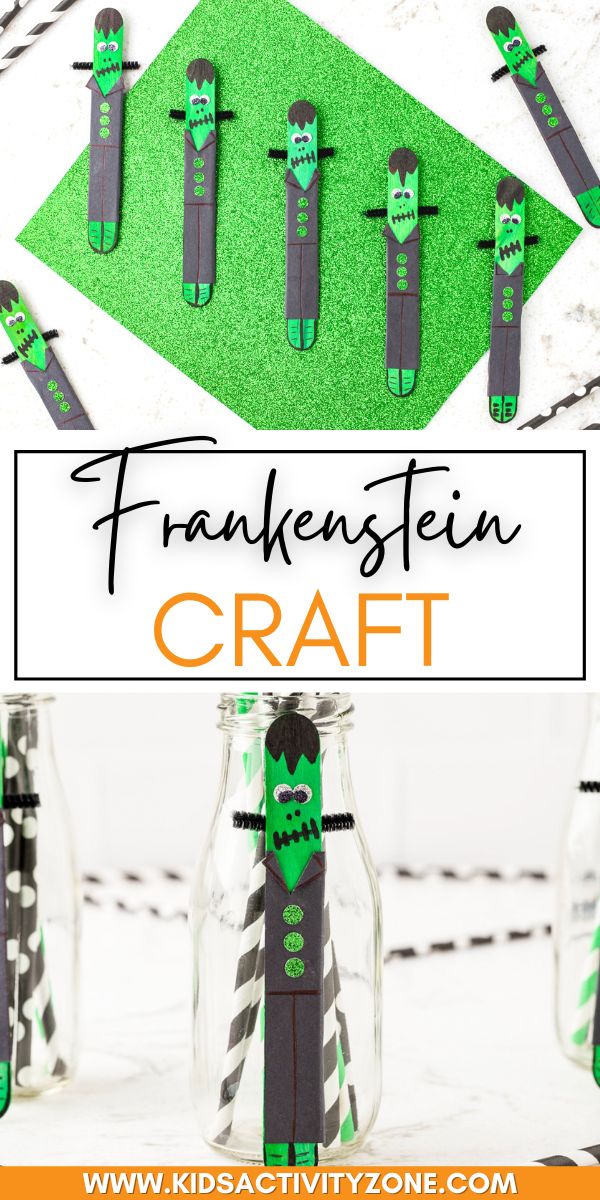 Make this easy Popsicle Stick Frankenstein Craft for Halloween! An inexpensive and easy Halloween craft with supplies found in your house. The kids will have fun creating their own Frankenstein monster on a popsicle stick. 