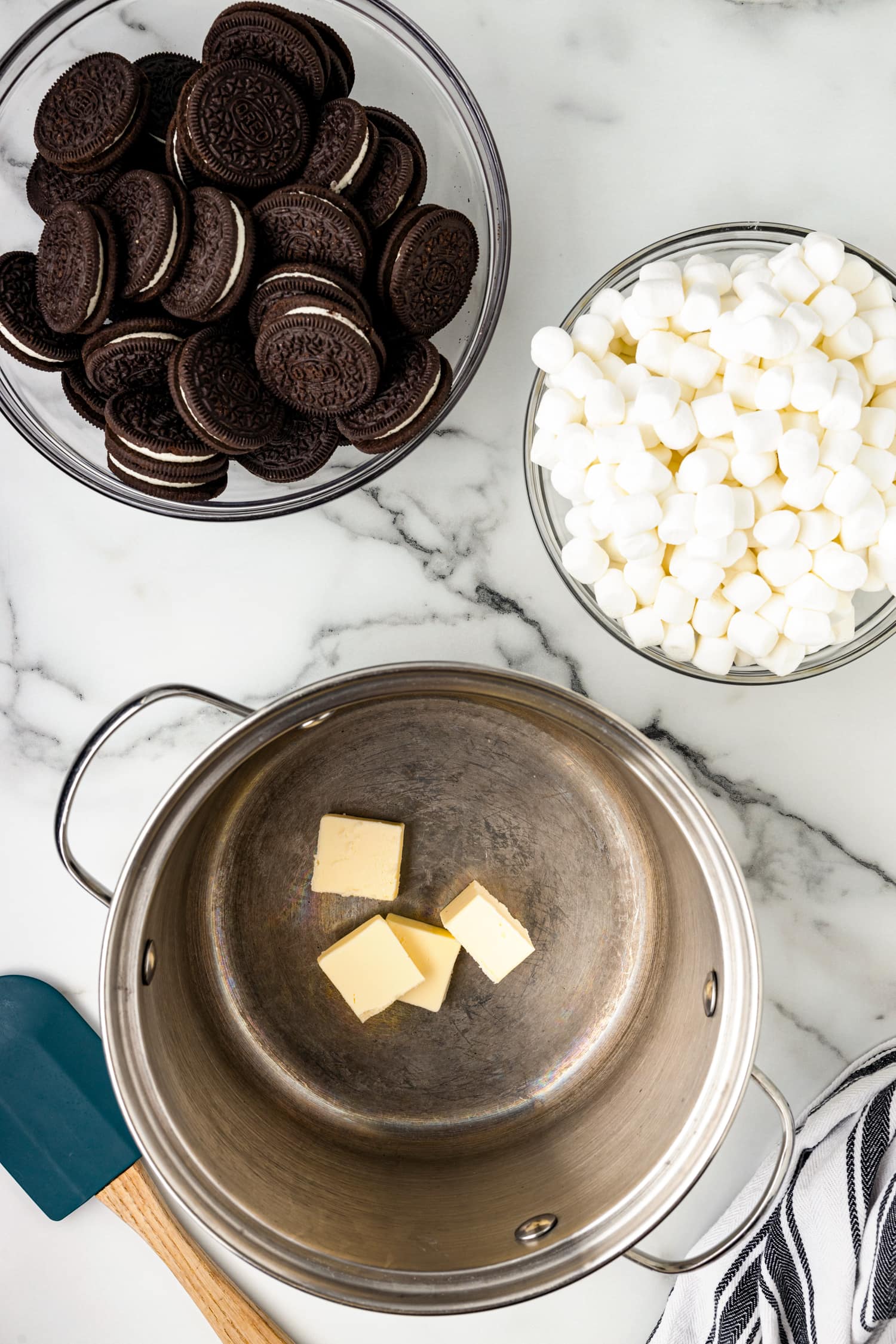 Saucepan with slabs of butter