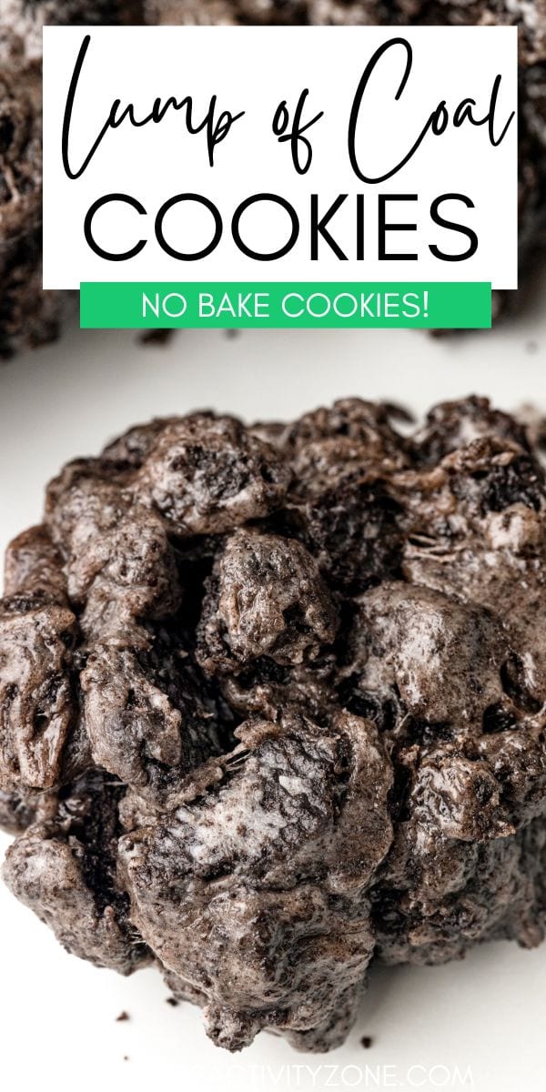 No Bake Lump of Coal Cookies are a quick and easy Christmas Cookie. All you need is butter, marshmallows and Oreo cookies. The kids will love these no bake cookies perfect for Christmas!