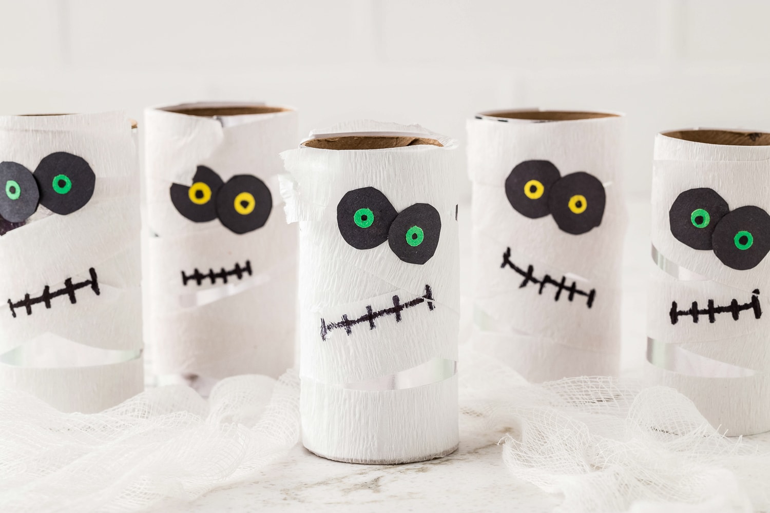 Mummy Toilet Paper Roll Craft lined up