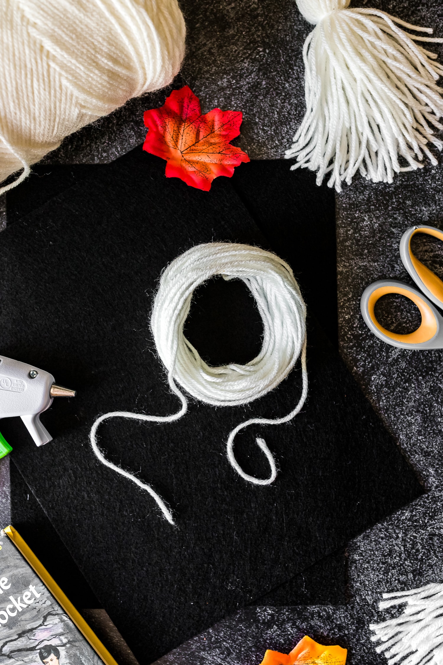 Roll of white yarn laying down