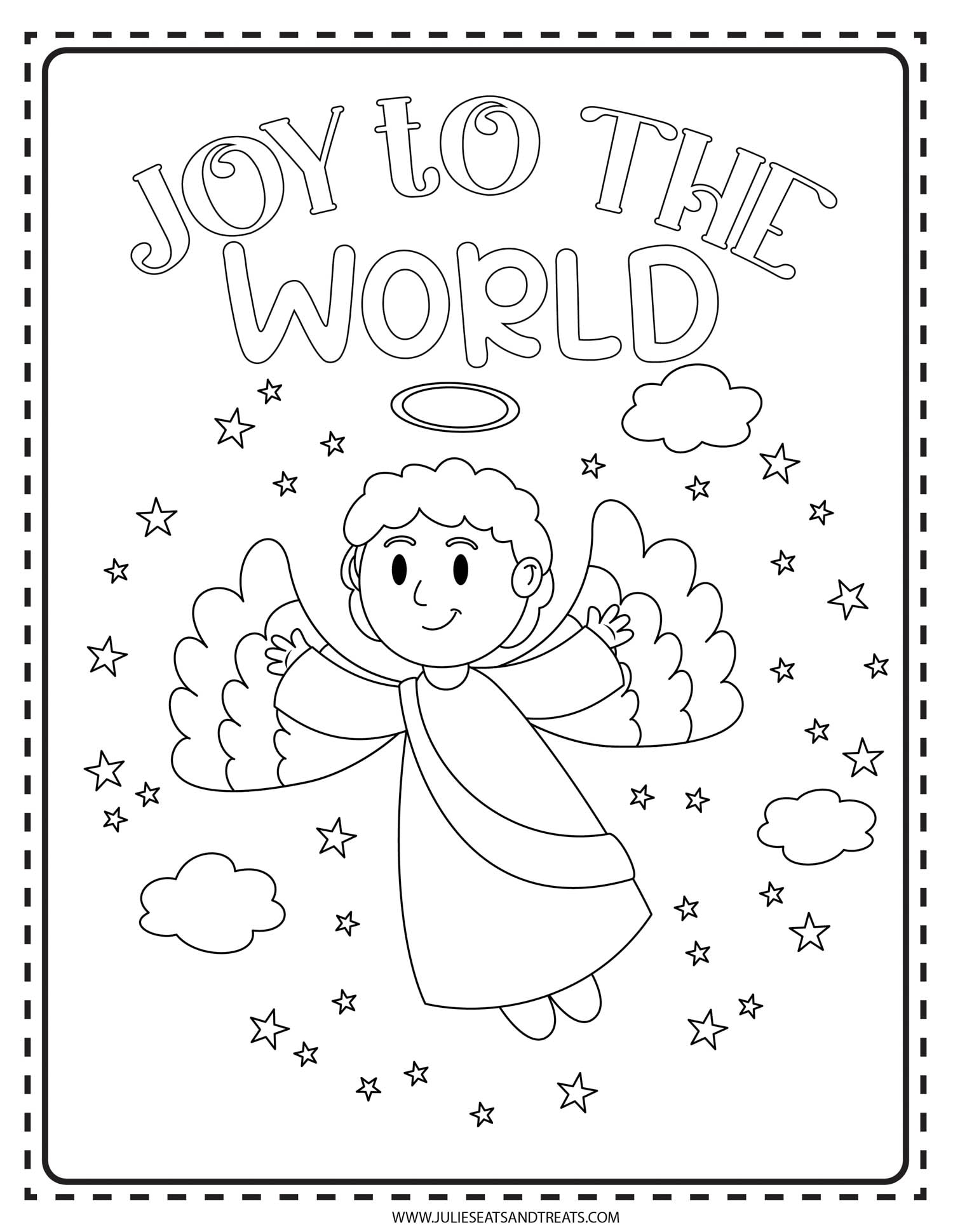 Joy to the World Angel on coloring sheet