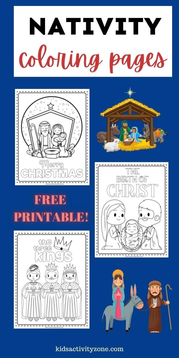Free Nativity Coloring Pages are an easy kids activity at Christmas that keeps the focus on the real meaning of the season. This free printable coloring page packet features 8 different coloring pages with angels, baby Jesus, Joseph, Mary and much more!