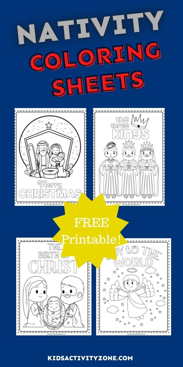 Free Printable Nativity Coloring Pages are a great kids activity at Christmas. These Christmas coloring pages will keep the true reason, the birth of Jesus, at the focus of the holiday. Grab these free printables to color this holiday season!