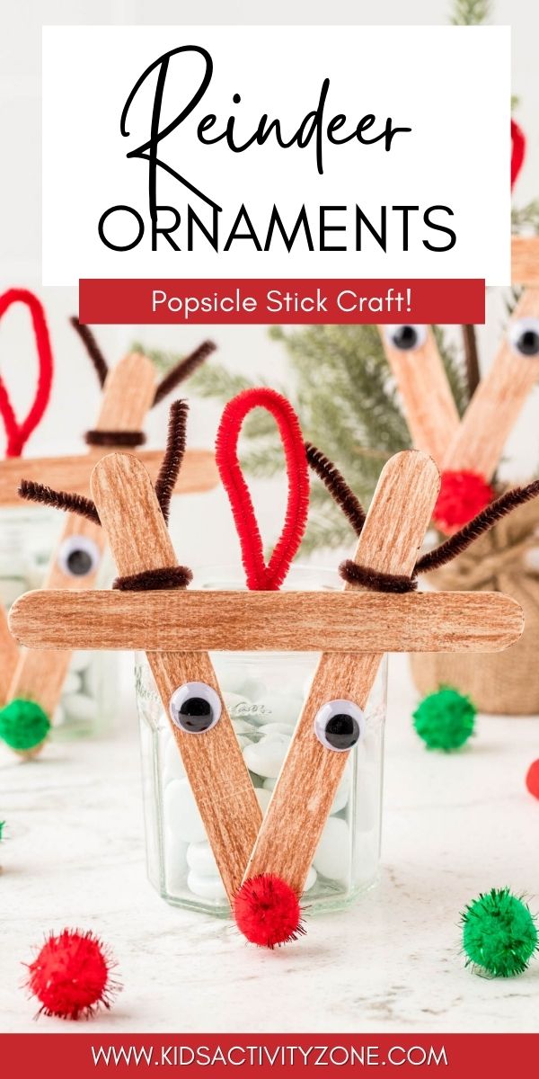 Reindeer Popsicle Stick Ornament is an easy homemade kids ornament to make for Christmas. Turn popsicle sticks into an adorable Rudolph the Red Nose Reindeer that you can display on your tree every Christmas. Have fun making this DIY Christmas Ornament!