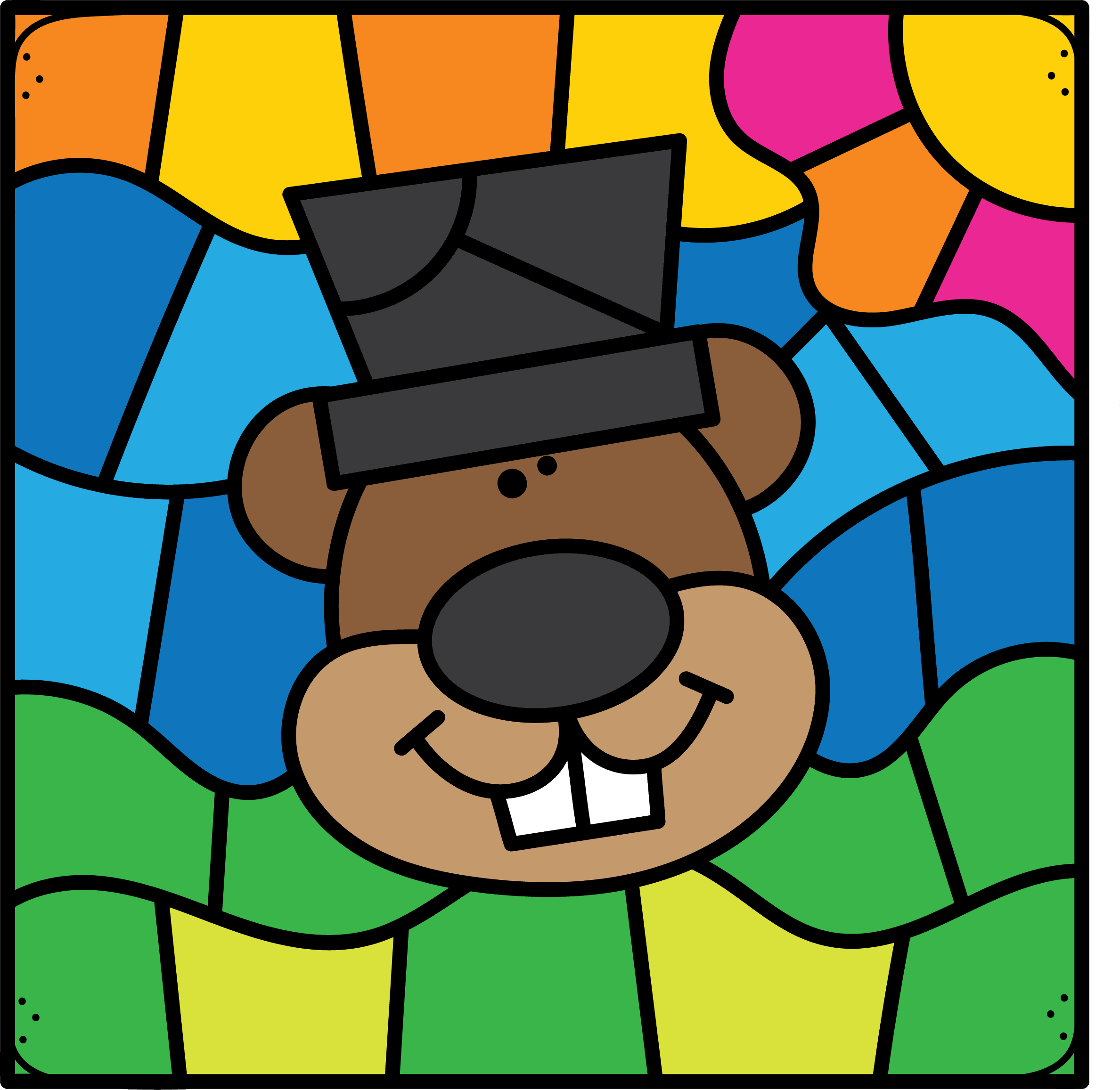 Groundhog Color by Number Sheets