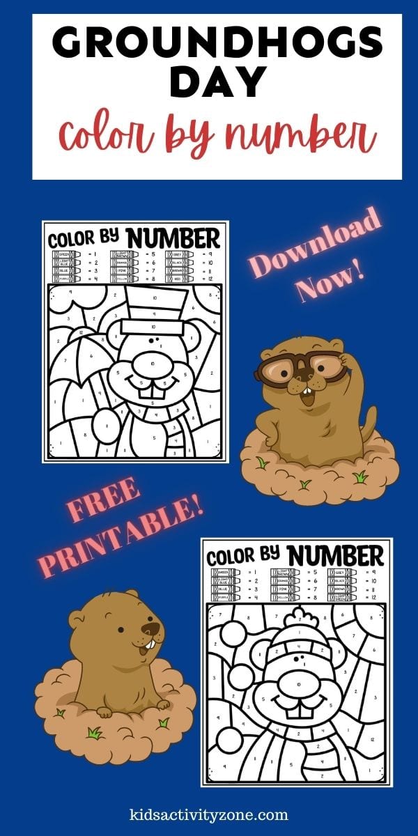 This free printable includes six different color by numbers sheets with a Groundhog theme. Grab them and have fun today!