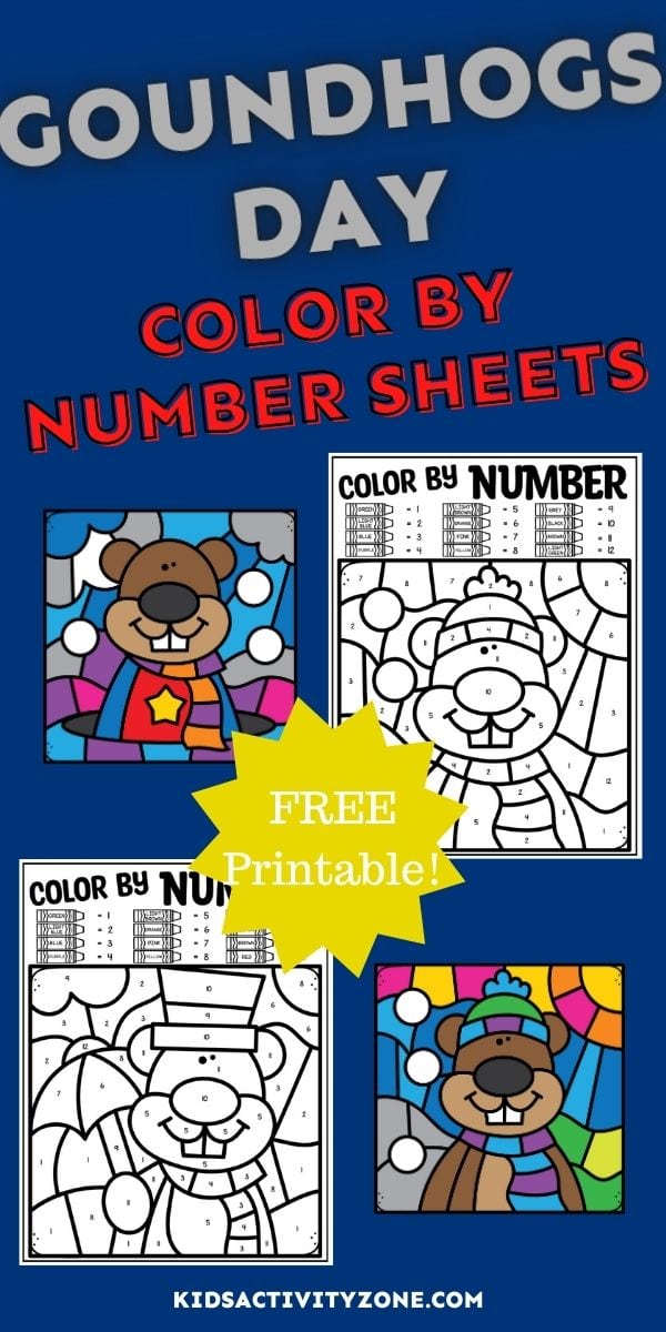 Groundhog Day Color by Number Pages - Kids Activity Zone