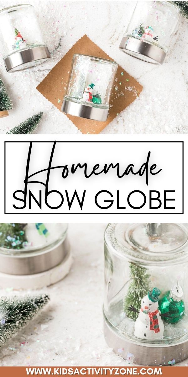 Learn How to Make a Homemade Snow Globe! These easy to make snow globes are a fun craft to make with the kids on cold winter days. Make them with or without liquid. Either way they are so cute. 