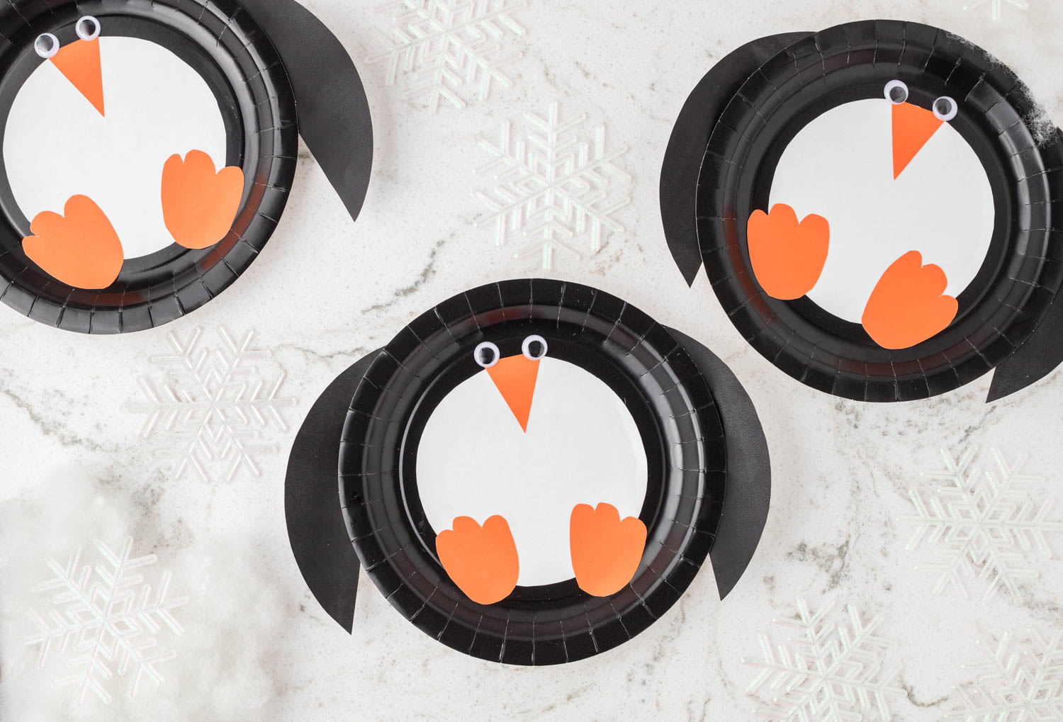 Completed Paper Plate Penguin Crafts