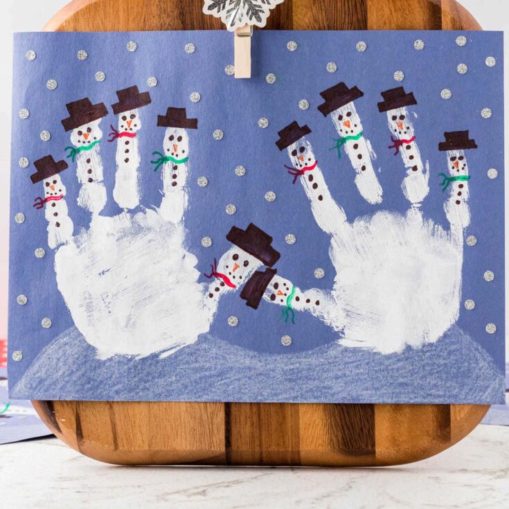 Snowman Handprint Craft Square Image