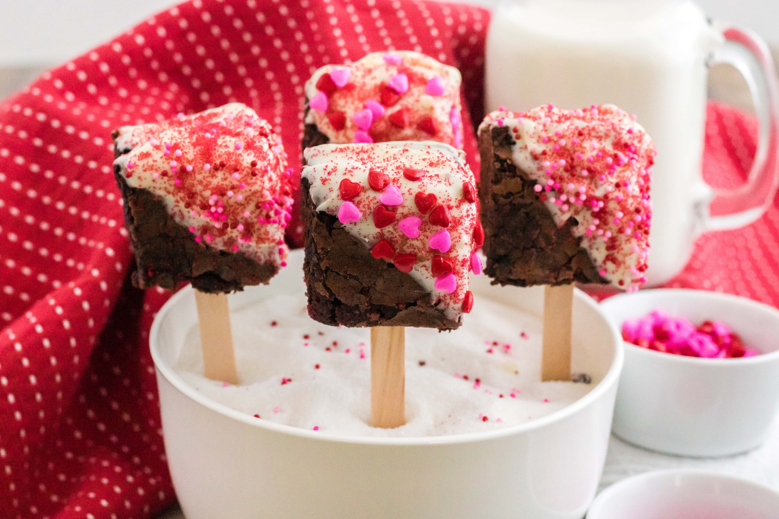 Brownie Pops Displayed Standing up in a Bowl