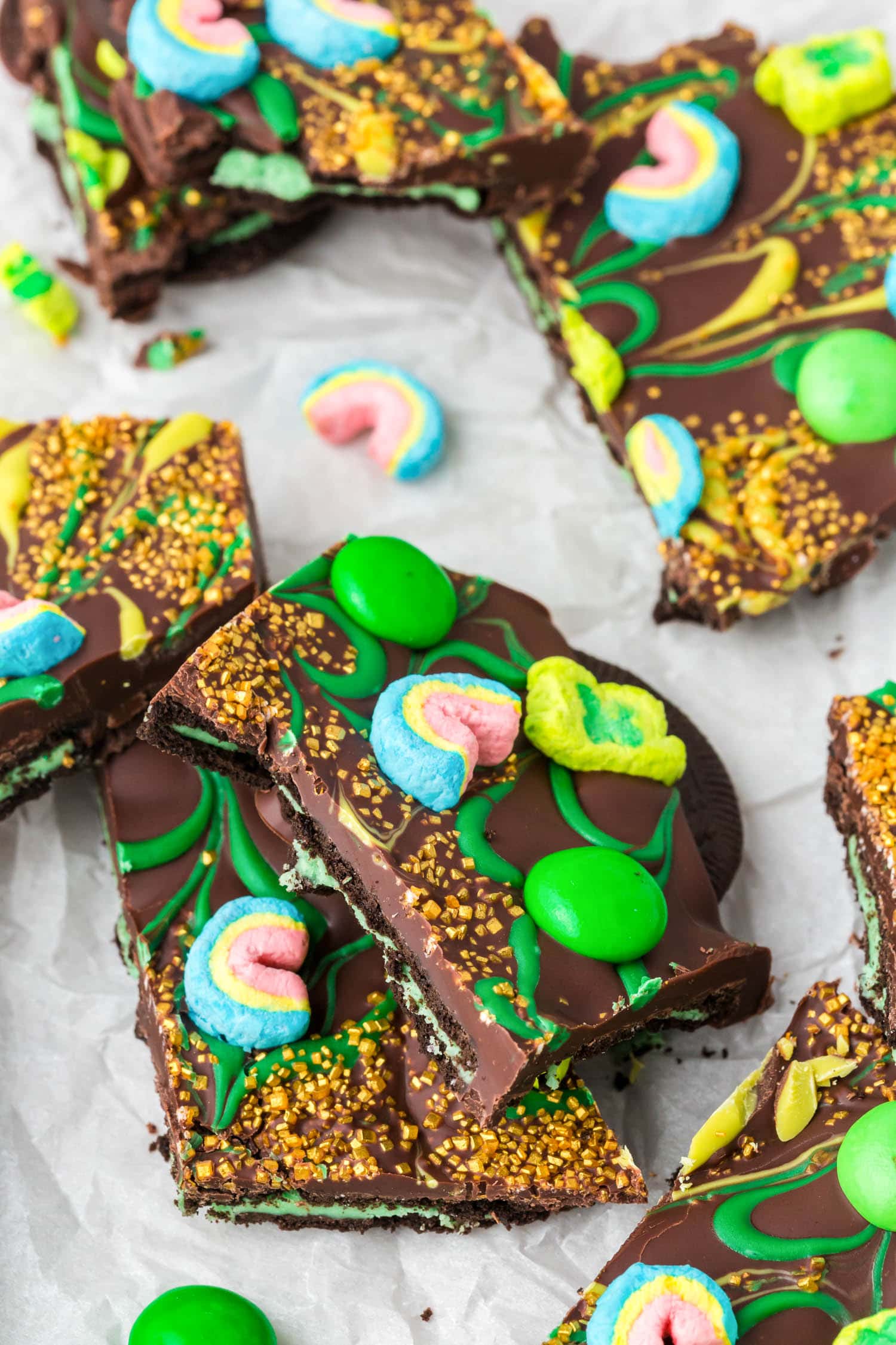 Leprechaun Bark pieces on wax paper