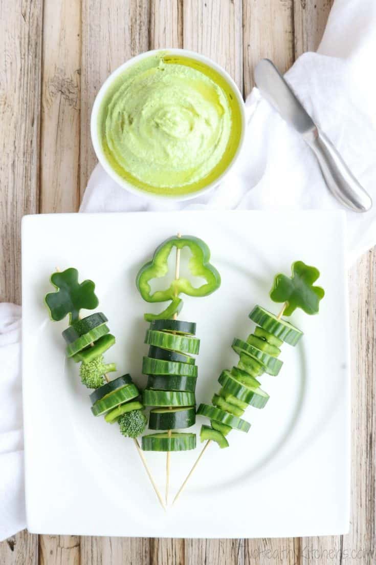 Easy Shamrock Veggie Skewers Main Image 