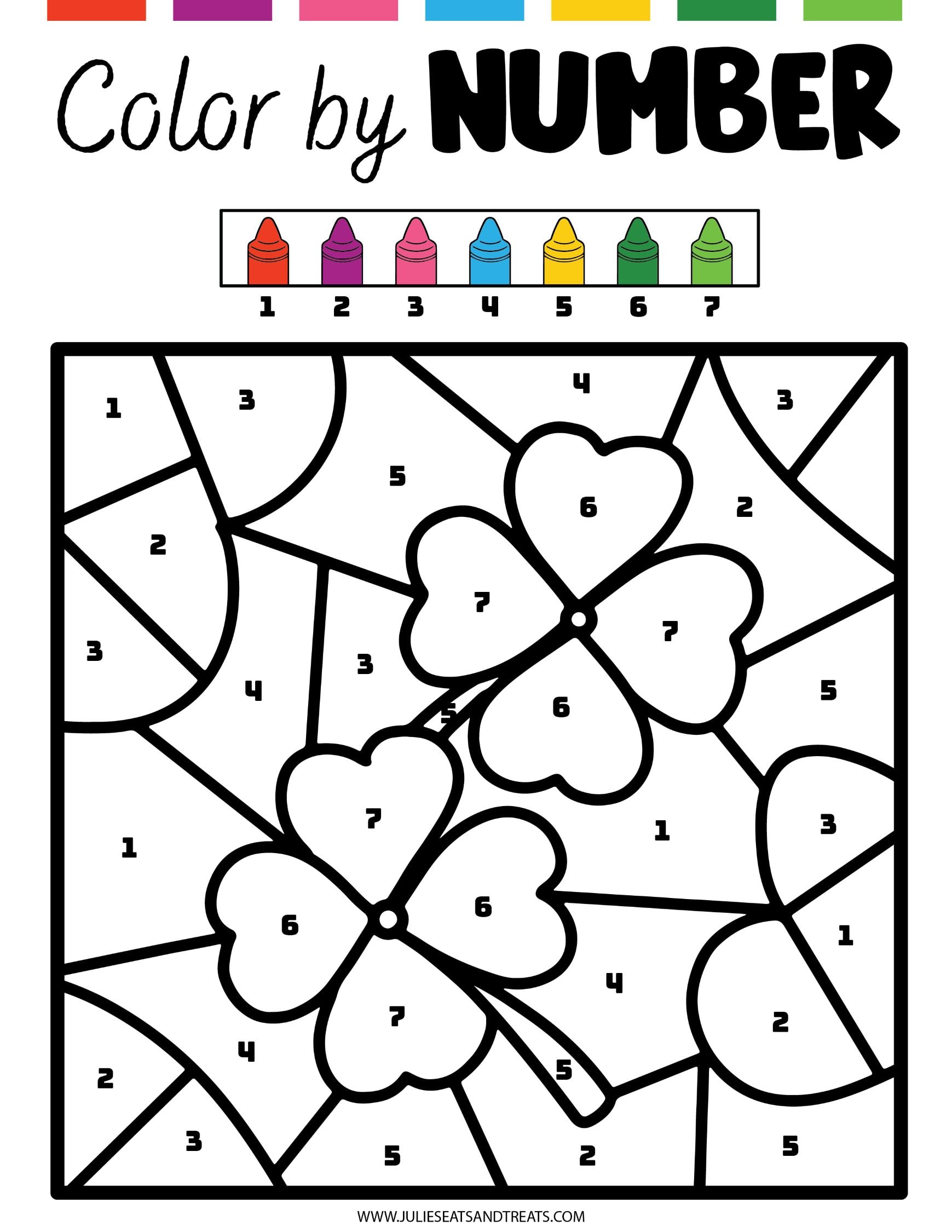 Shamrock Color by Number sheet