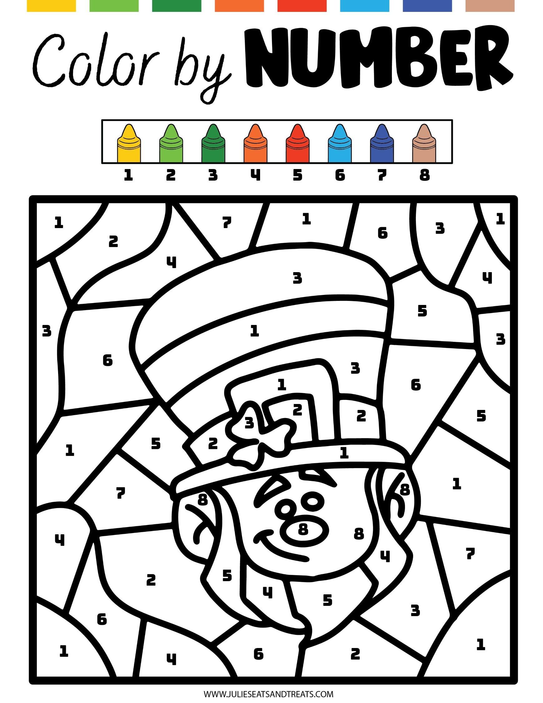 Leprechaun Color by number sheet