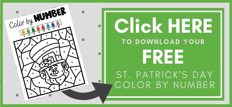 Printable Button for St Patricks Day Color By Number