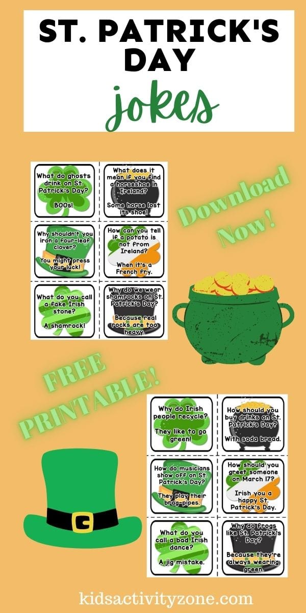 Kids love celebrating St. Patrick's Day and it will be so much fun for them to have these St. Patrick's Day Jokes on March 17th! The best part is that there is a free printable of these fun jokes that are perfect for surprising them with in their lunchboxes!