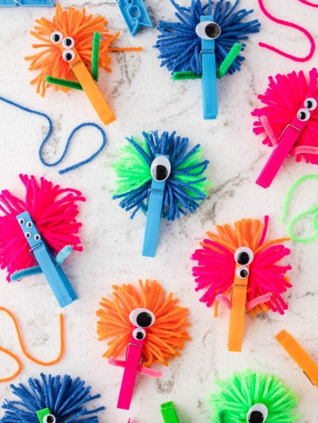 Completed Easy Monster Clothespin Crafts
