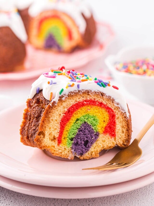 a Piece of the bundt cake displayed on a plate with a fork