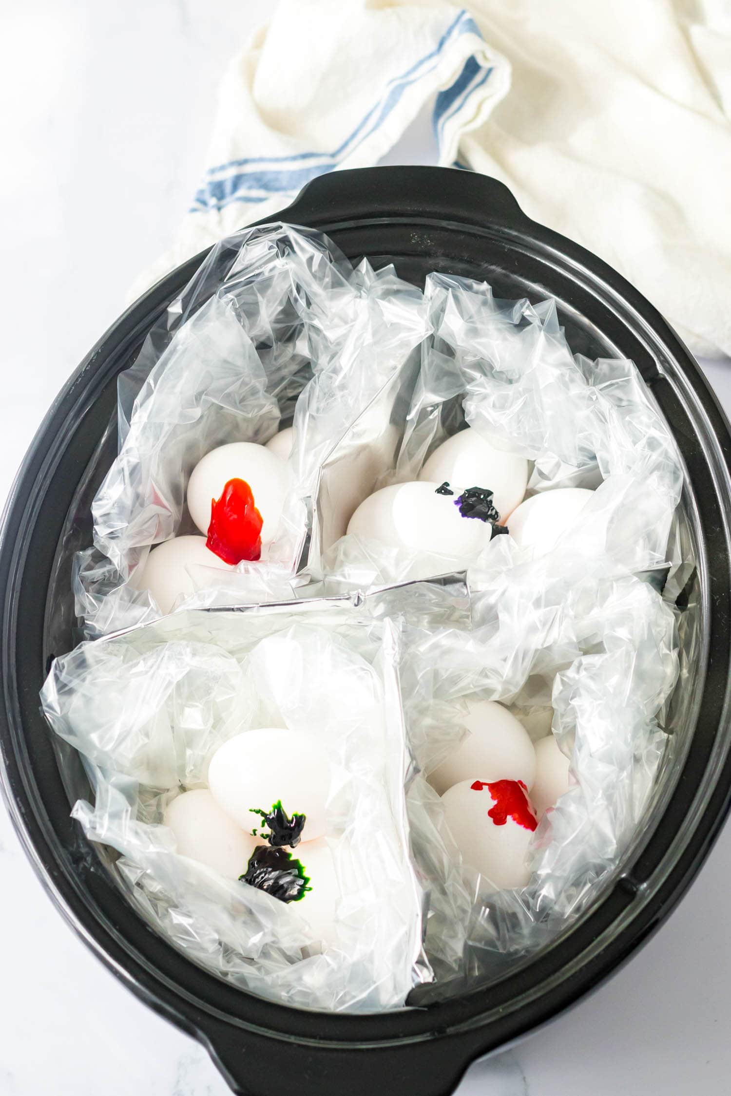 Add Dye into Each Section with Easter Eggs