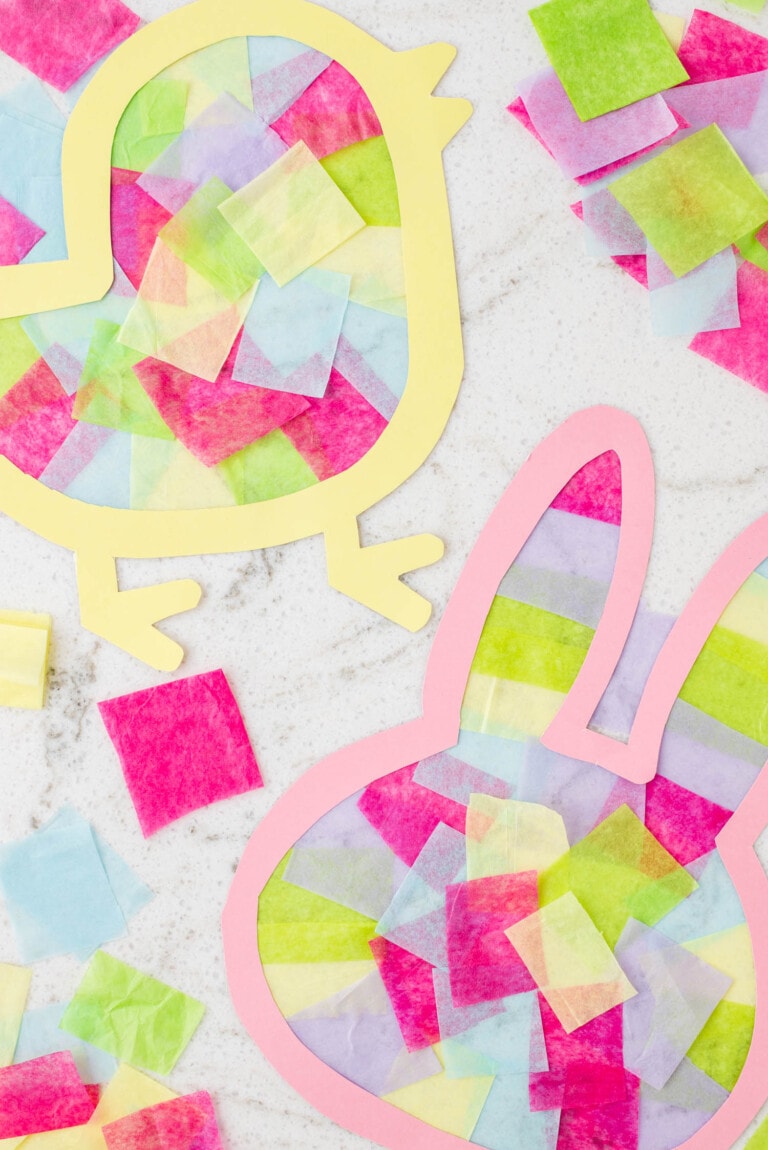 Close Up Photo of Completed Easter Suncatcher Eggs