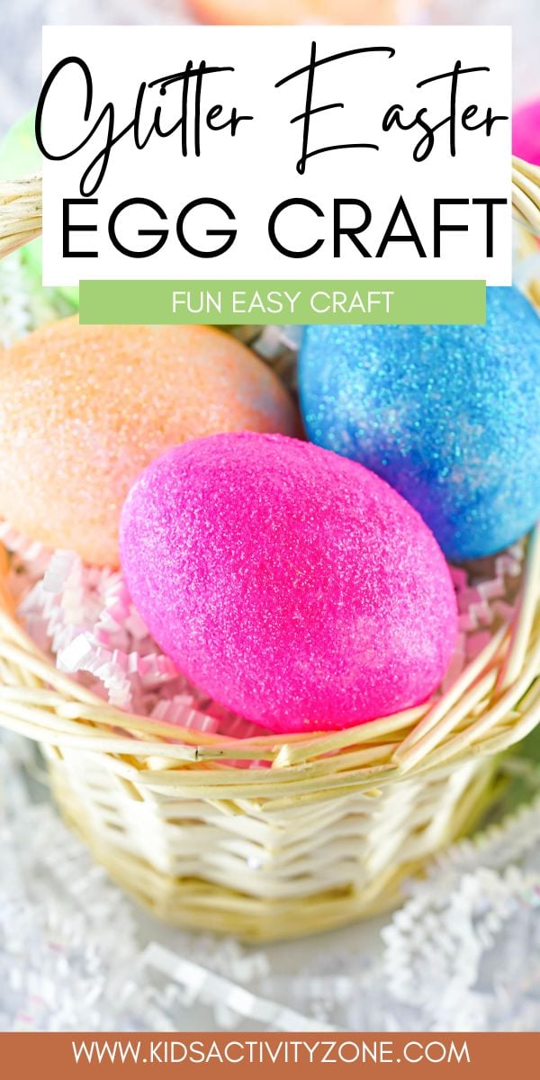 Amazing Glitter Eggs are the perfect craft for Easter! Coat your hard boiled eggs in liquid glue, dunk them in glitter and you have pretty, sparkly Easter Eggs. Such a fun activity for kids in the spring.
