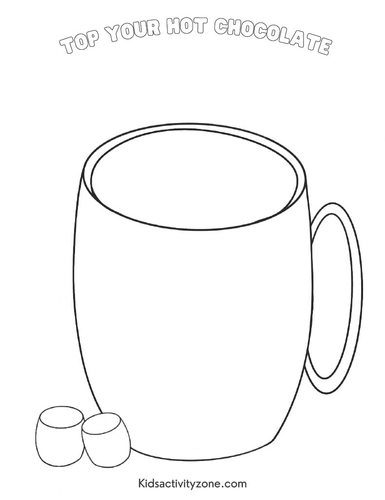 Decorate the cup of hot chocolate winter drawing idea