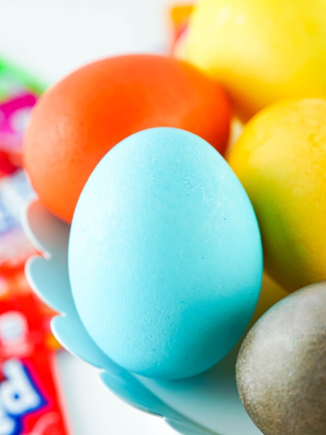 Dyed Easter Eggs Displayed on a White Plate