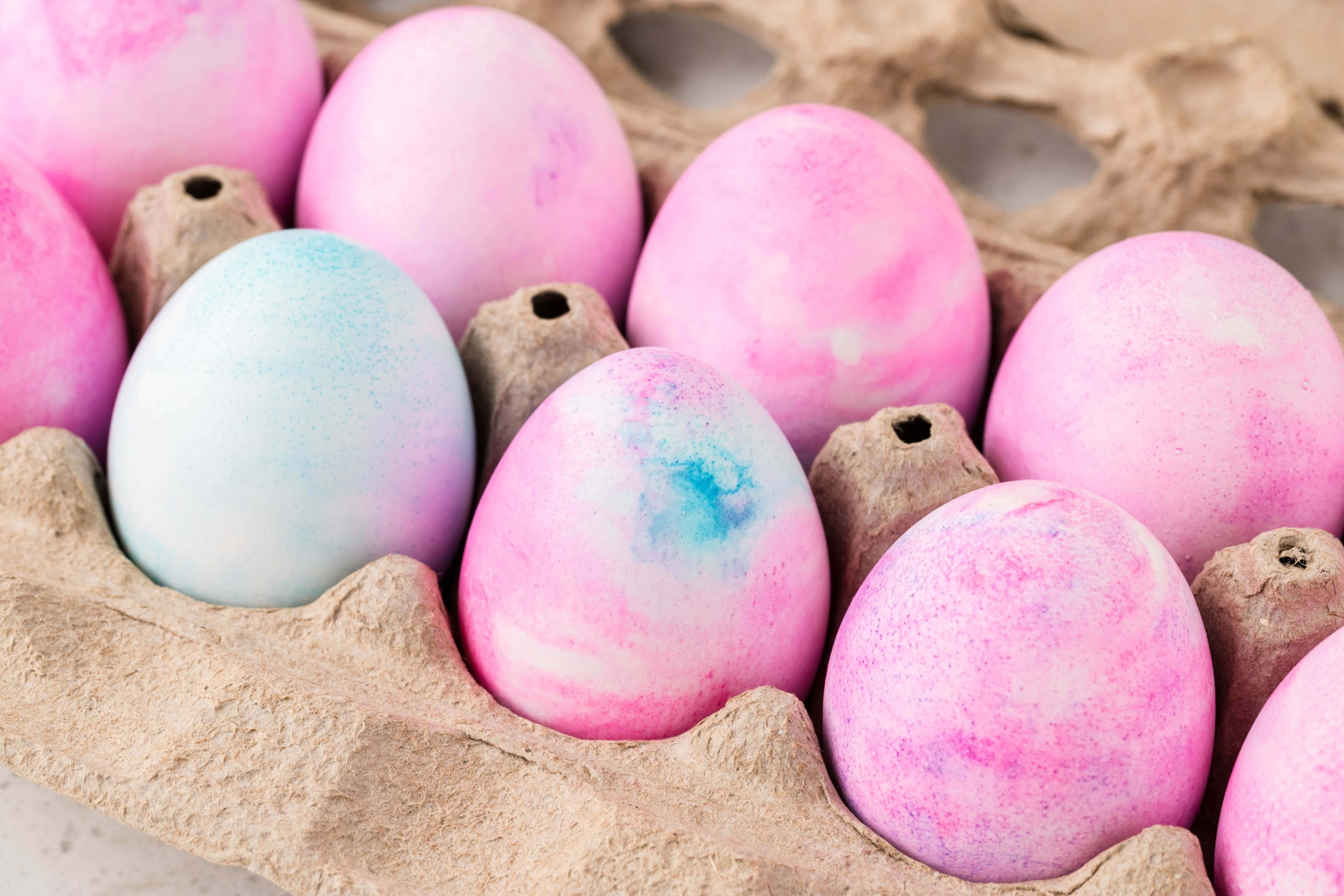 Completed Easter Eggs displayed in an Egg Carton
