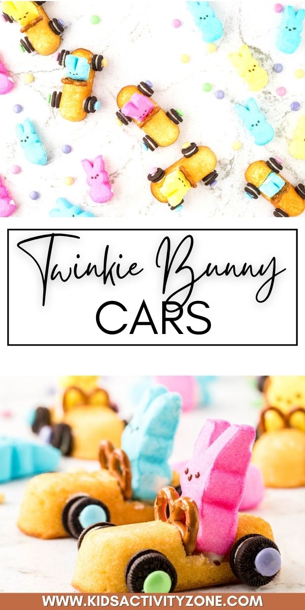 Adorable Twinkie Bunny Cars are a cute and easy Easter dessert that's made with Twinkies and Peep marshmallows. It's an easy no-bake dessert the kids will have fun making with you!