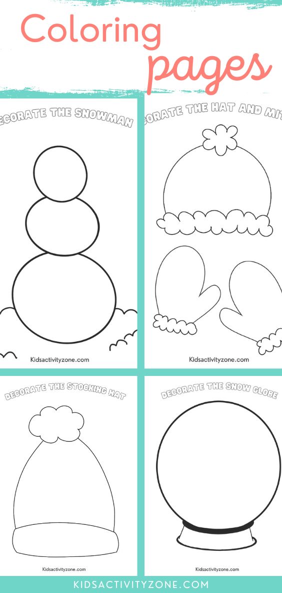 Print off these free Winter Drawing Ideas for kids! A set of six printable pages encouraging kids to draw and decorate these winter themed drawing prompts.