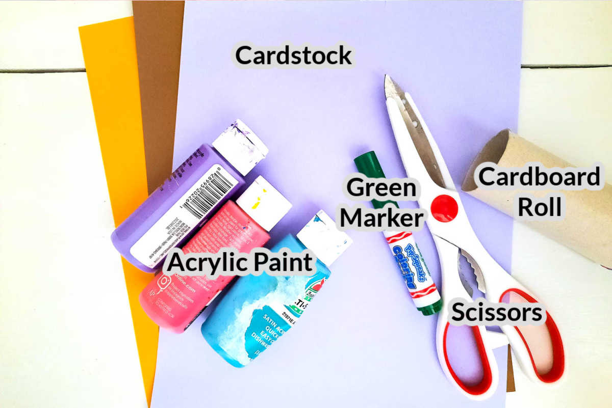 Overhead Image of the Cardboard Roll Flower Stamp Supplies