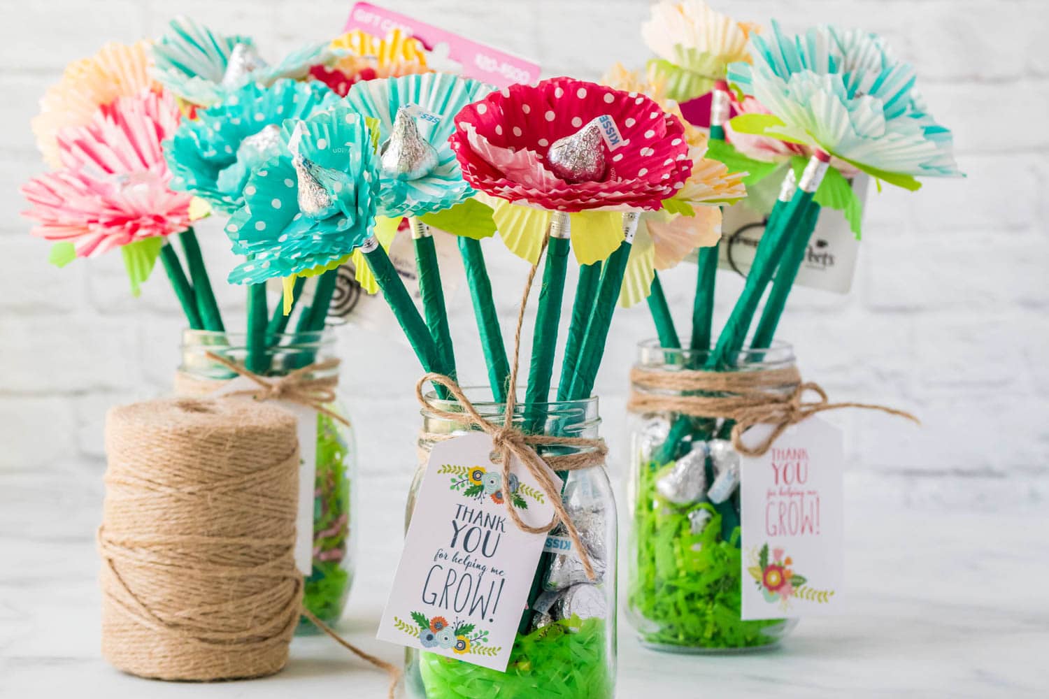 Mason Jar Filled with Completed Flower Pencil Crafts