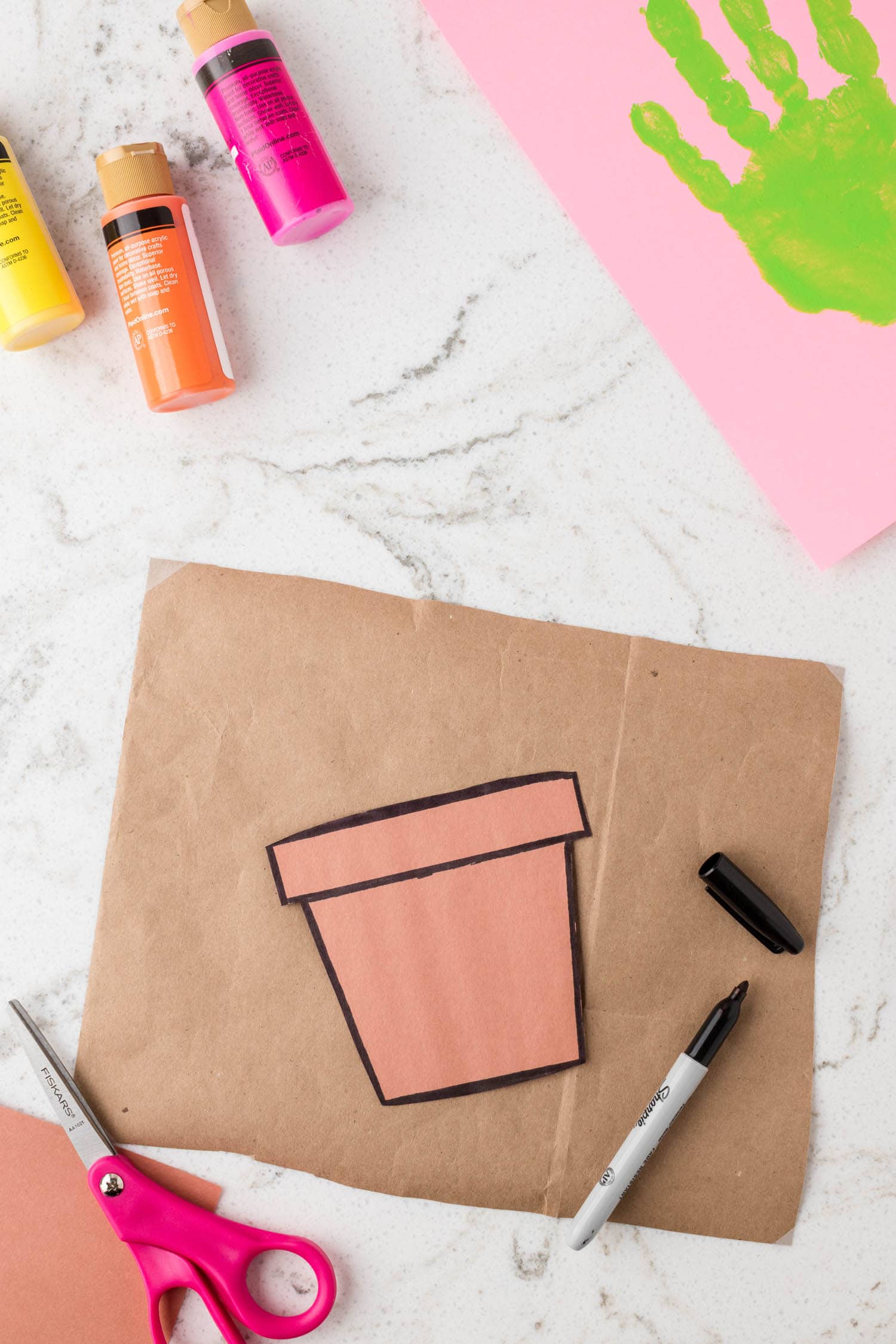 Use the Black Marker to create a Boarder on the Flower Pot