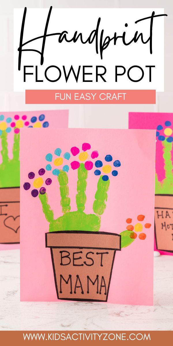 Need an easy craft for Mother's Day from the kids? This adorable Handprint Flower Pot Craft is the perfect homemade Mother's Day Craft to make with kids in school, daycare or at home. Simply trace the child's handprint to make the plant, plus a free template for the flower pot makes it an easy craft to make.