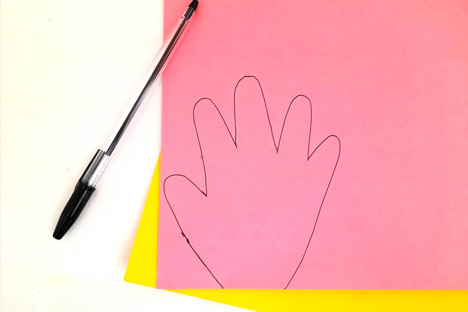 Trace your Kids Hand on Two Different Color Cardstock