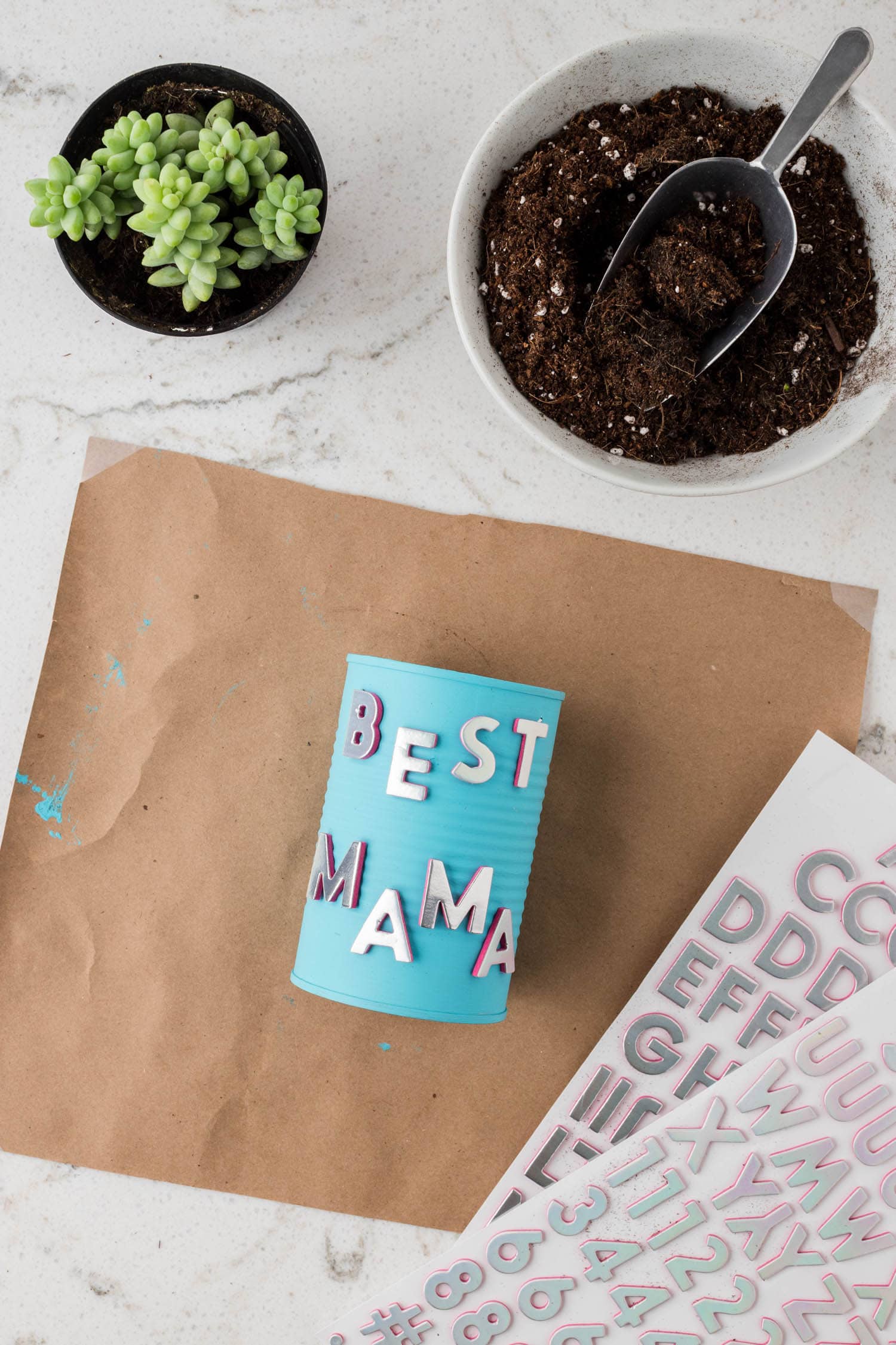 Once the Paint is dry, Stick on the Alphabet stickeres