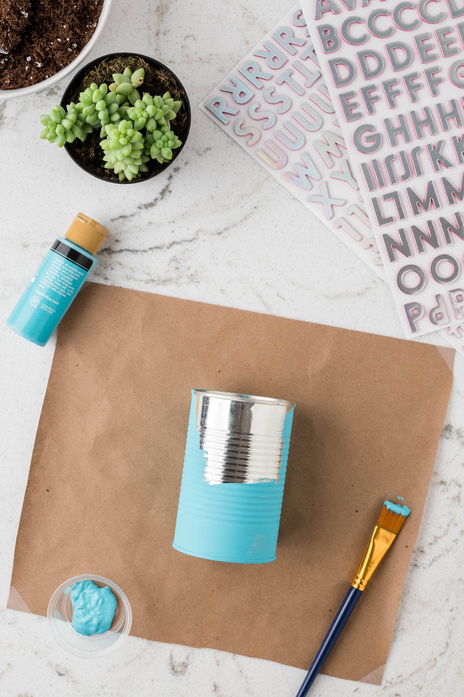 Paint the Tin Can Any Color you would like.