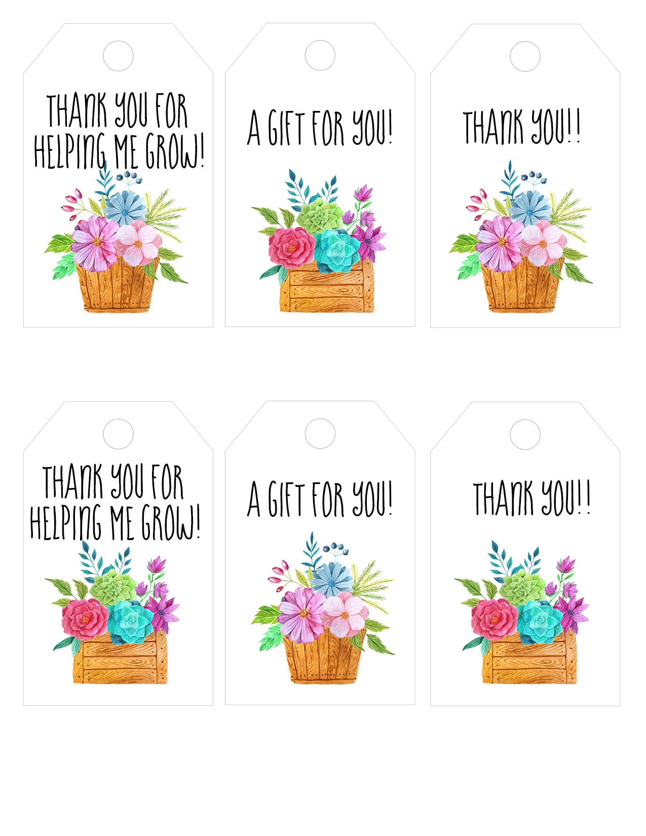Printable Gift Tag six on sheet